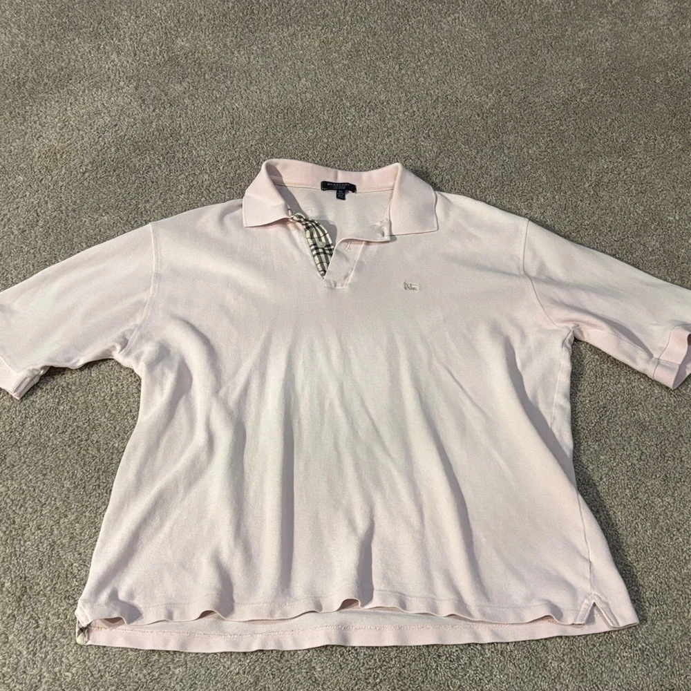 Burberry Light Pink Cotton Polo with Navy Label - Picture 1 of 5